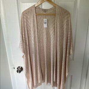 LOFT Cream Shrug with Cable Knit Texture